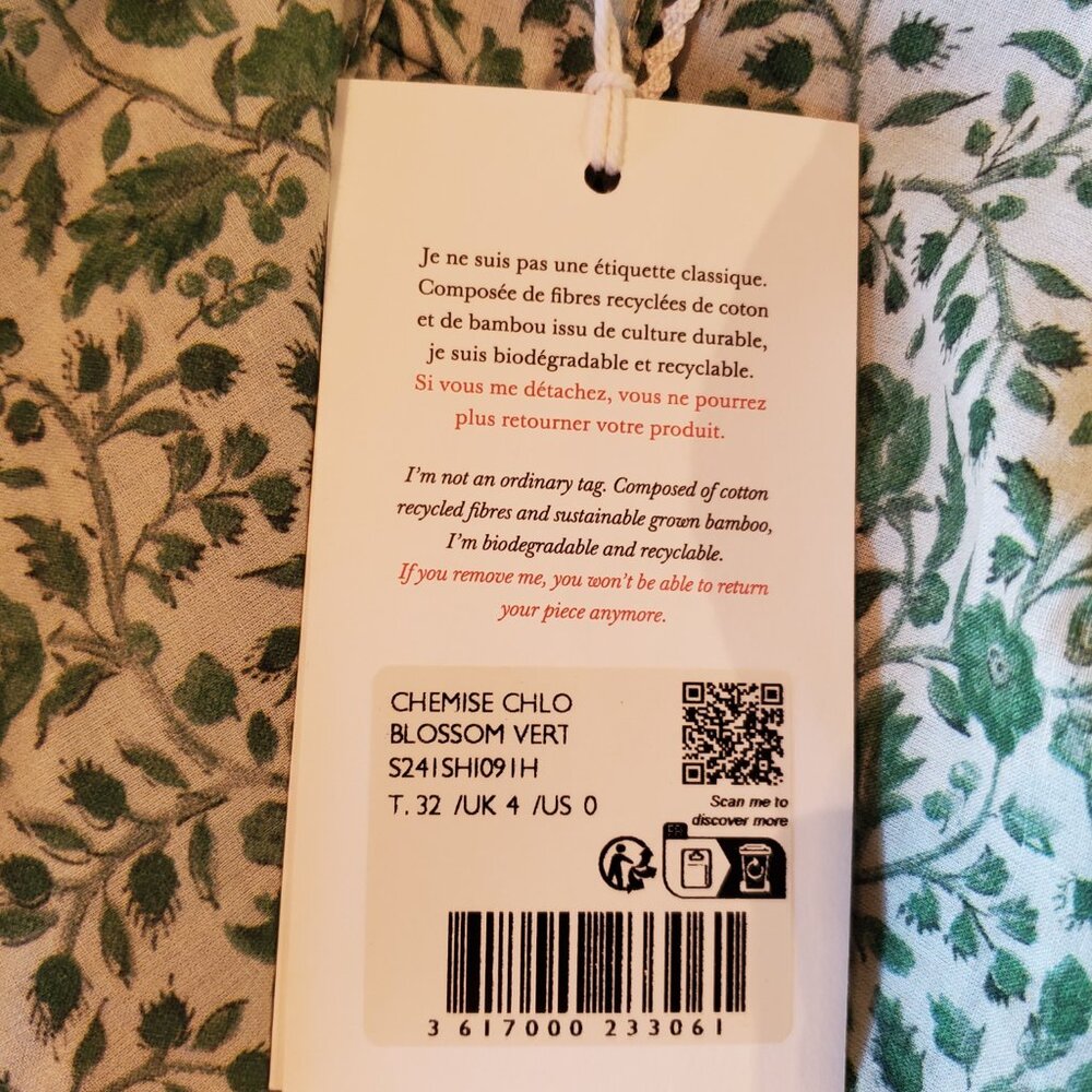 Sézane Chlo Blouse in Green Blossom - Picture 6 of 6